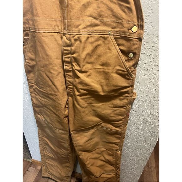 Carhartt Brown Overall Bibs Men’s Size 42x32 Preowned - Discoloration-Marks - Picture 2 of 16